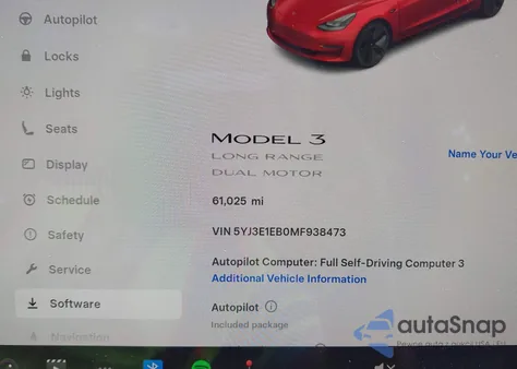 2021 Tesla Model 3 Long Range Dual Motor All-Wheel Drive z USA, uszkodzony, nr VIN 5YJ3E1EB0MF938473